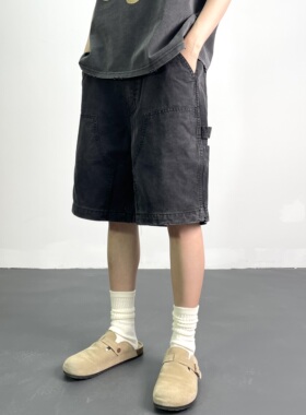 VTPS国潮情侣男女夏季美式复古洗水做旧vintage重磅伐木工装短裤