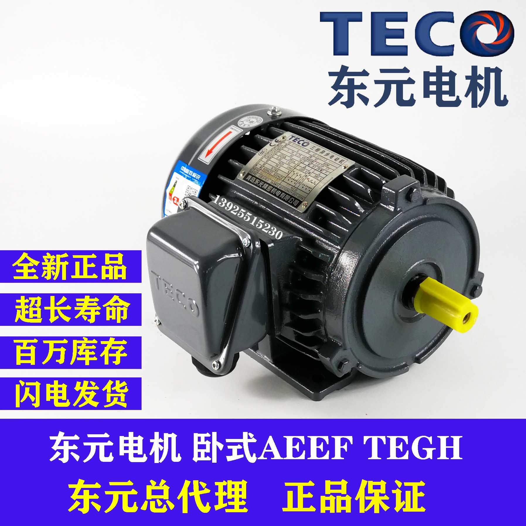 TECO无锡东元电机 AEEF 0.18 0.37 0.75 1.5KW刹车马达380V电动机 五金/工具 电动机 原图主图