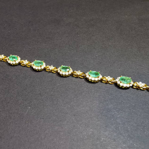 【luna与胖弟】JN-CBGF7-64 祖母绿银镶手链