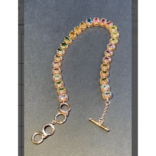 【luna与胖弟】 JN-LR7-120 碧玺银镶手链