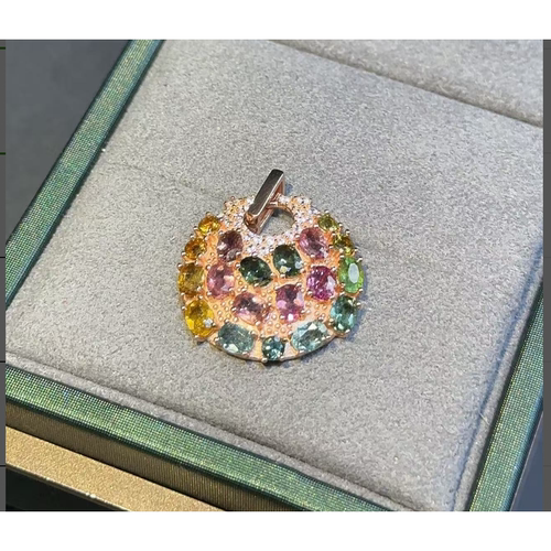 【luna与胖弟】 JN-LR7-118 碧玺银镶吊坠