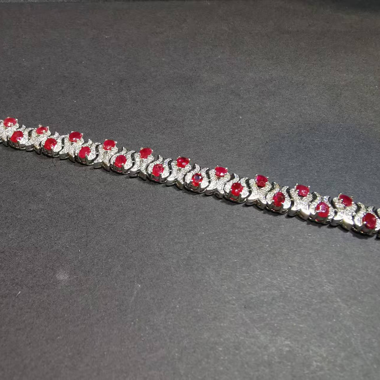 【luna与胖弟】JN-CBGF7-43 红宝石银镶手链