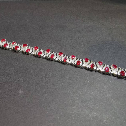 【luna与胖弟】JN-CBGF7-43 红宝石银镶手链