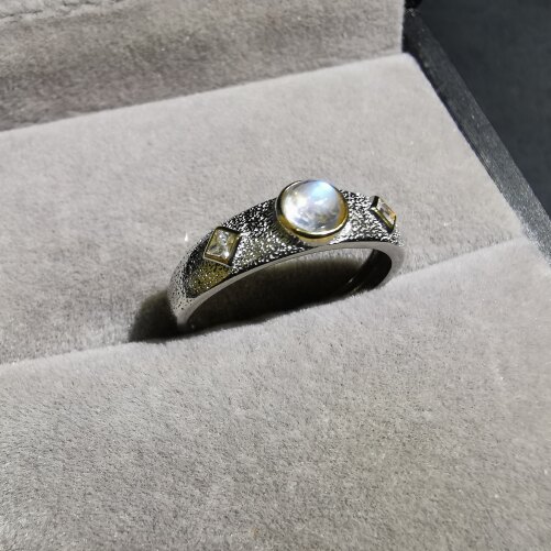 【luna与胖弟】JN17-100 月光石镶嵌戒指 多样性发其一