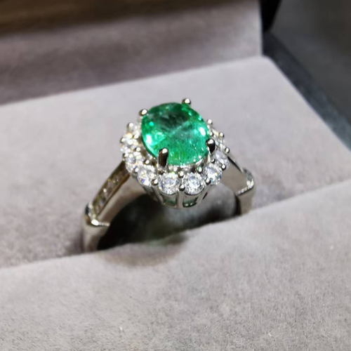 【luna与胖弟】 JN1119-27 祖母绿银镶戒指