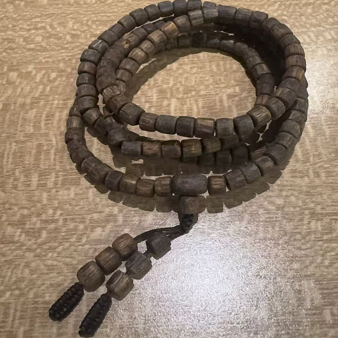 QNG0812-0055 海南母树根料桶珠多圈手串