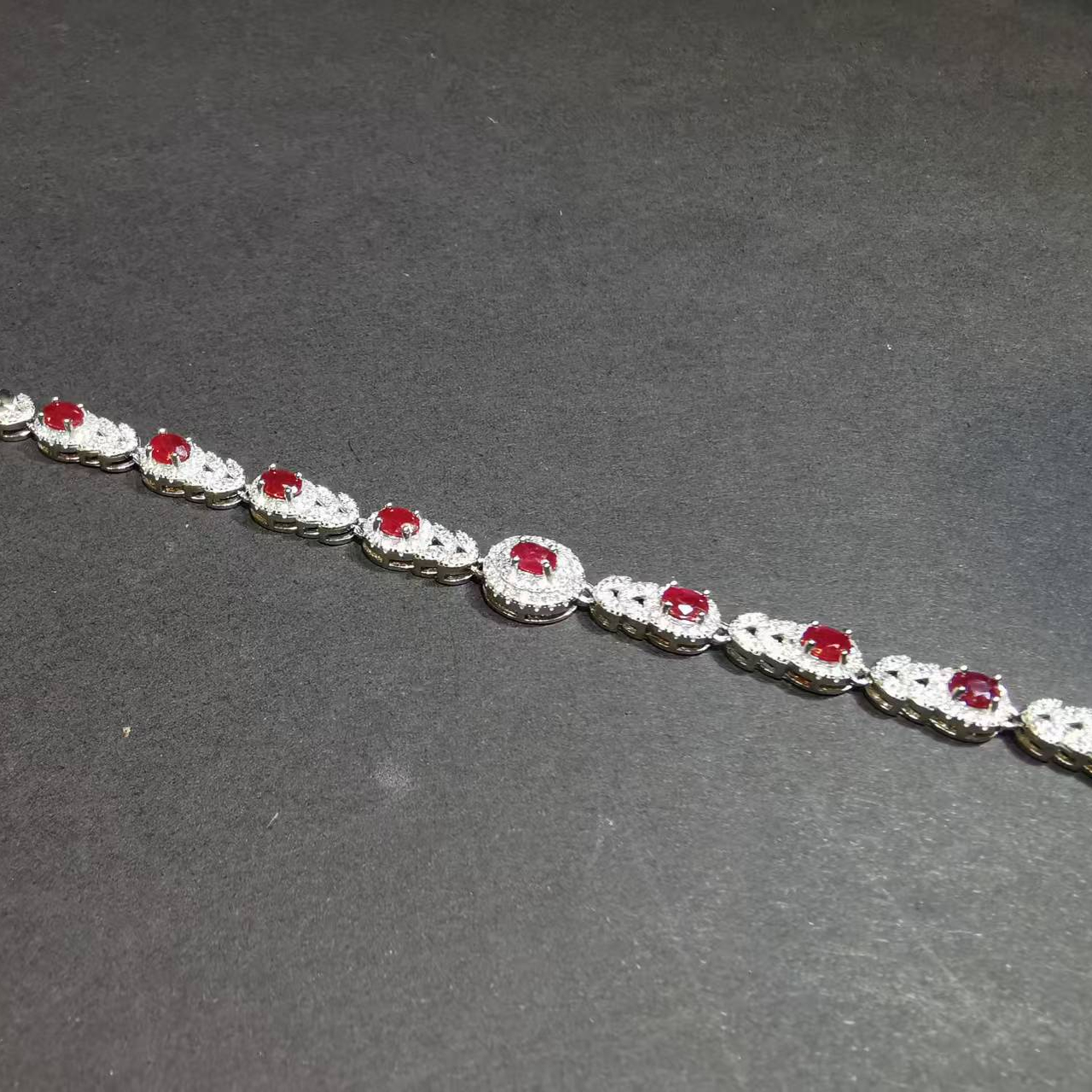 【luna与胖弟】JN-CBGF7-45 红宝石银镶手链