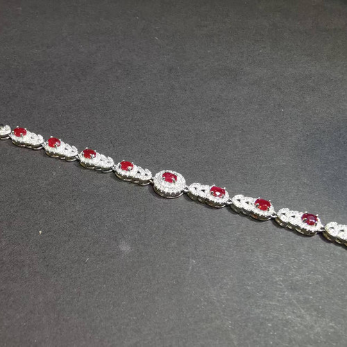 【luna与胖弟】JN-CBGF7-45 红宝石银镶手链