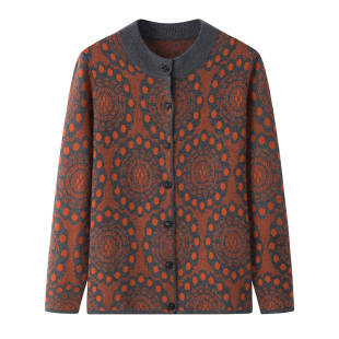 2025秋冬新款妈妈羊毛衫女中老年加厚保暖毛衣奶奶装针织衫外套