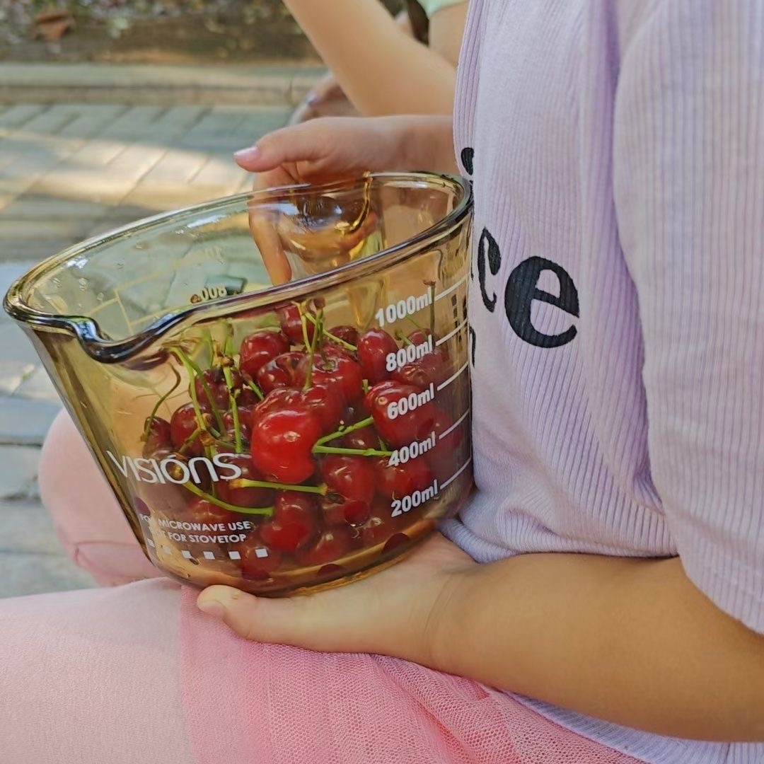 康宁单柄带嘴奶杯计量杯牛奶杯