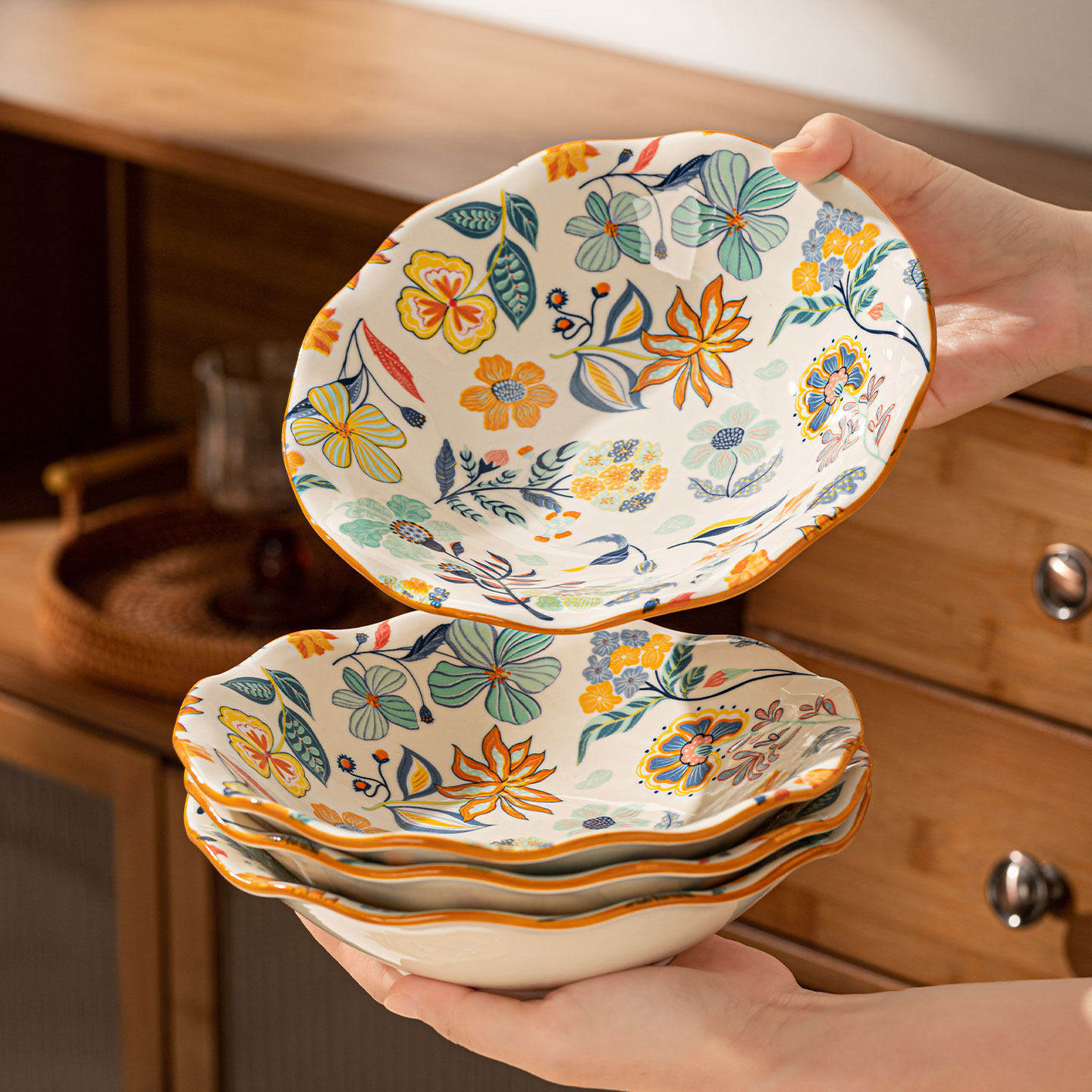 法式陶瓷米饭碗家用2026新款特别好看的釉下彩吃饭小碗高颜值盘子,餐饮具,碗,淘宝优惠券,粉丝福利购,淘宝优惠卷