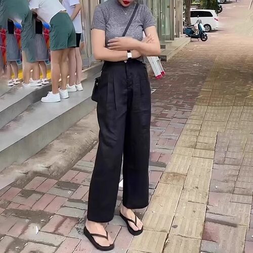 黑色九分裤女2026夏季新款高腰显瘦气质时尚百搭舒适休闲直筒裤子