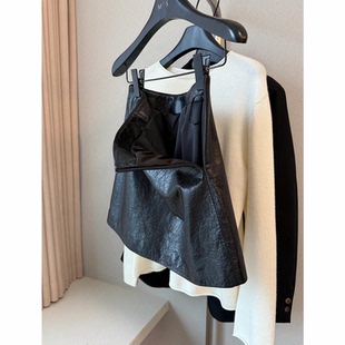 黑色皮裙短裙女秋季 高腰显瘦气质时髦百搭减龄a字半身裙 流行新款