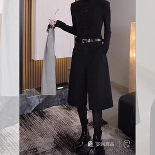 裤 2025流行新款 气质百搭休闲阔腿西装 女高腰显瘦时尚 子 黑色七分裤