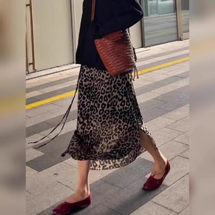 流行新款 豹纹印花半身裙女2025夏季 高腰时髦复古百搭气质a字裙子
