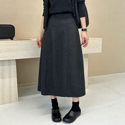 羊绒呢半身裙女中长款加厚2025冬季新款新款宽松休闲显瘦a字伞裙