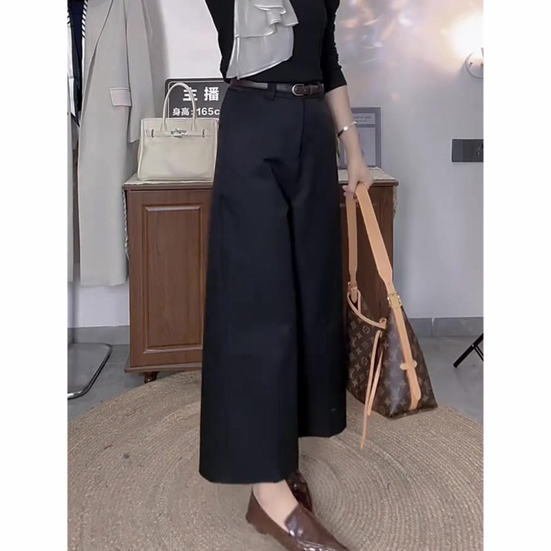 2025秋季新款欧货高定黑色百搭宽松大码九分裤女高级感显瘦阔腿裤,女装/女士精品,大码裤装,淘宝优惠券,粉丝福利购,淘宝优惠卷