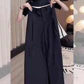 西装 新款 裤 今年流行高腰通勤早秋休闲裤 黑色阔腿裤 长裤 女2025夏季