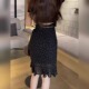 独特漂亮好看中长款 轻熟风黑色波点包臀鱼尾裙女2025夏季 新款 裙子