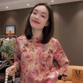 复古高级感上衣女国风香云纱印花显瘦衬衫 2026网红新款 新中式