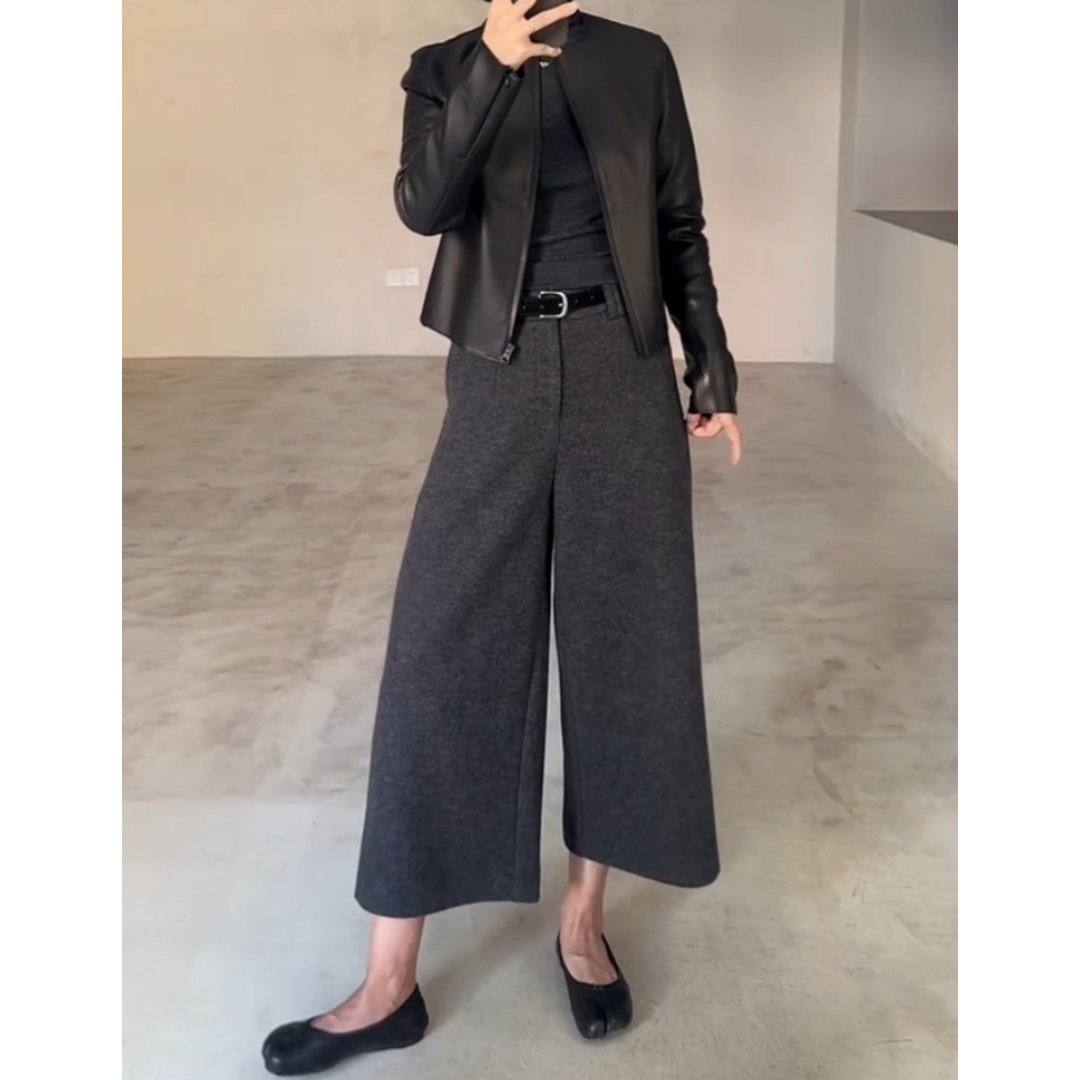 韩系灰色洋气毛呢休闲裤2025年秋季新款高腰显瘦八分阔腿裤,女装/女士精品,大码裤装,淘宝优惠券,粉丝福利购,淘宝优惠卷
