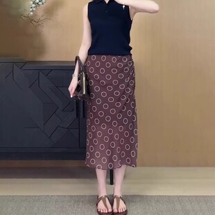 茶棕色波点半身裙女2026流行新款高腰显瘦时尚气质百搭包臀裙