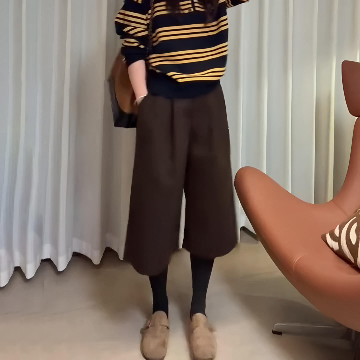 咖色复古七分裤女2025今年流行秋季新款高腰洋气显瘦百搭直筒裤子