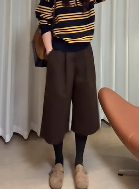 咖色复古七分裤女2025今年流行秋季新款高腰洋气显瘦百搭直筒裤子