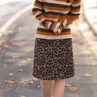 美式豹纹毛呢半身裙女秋冬新款高腰显瘦时髦洋气减龄百搭a字半裙