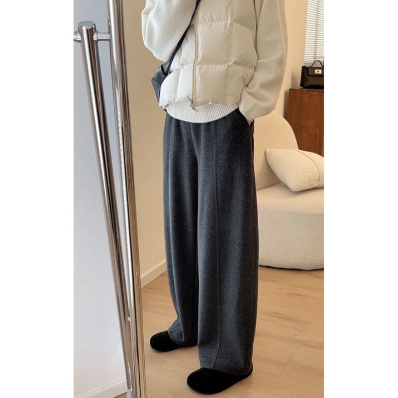 大码暖绒直腿裤2025秋冬百搭简约宽松直筒梨形身材显瘦阔腿休闲裤
