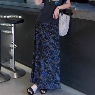 超好看拼色碎花半身裙女2025夏季 气质减龄a字裙 流行新款 高腰时尚