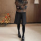时髦减龄气质休闲裤 黑色毛呢五分西装 子 流行新款 百搭中裤 裤 女冬季