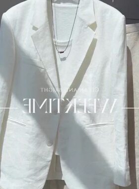 牛X货 巨炸裂！极简风白色亚麻小西服女2026夏高级感穿搭西装外套