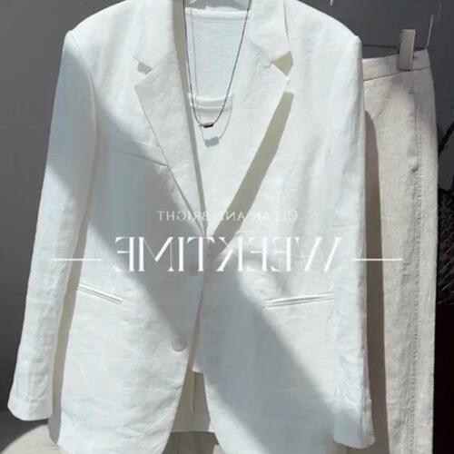 牛X货 巨炸裂！极简风白色亚麻小西服女2026夏高级感穿搭西装外套
