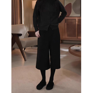 羊毛呢七分西装休闲裤女2025秋冬新款高腰显瘦百搭小个子阔腿裤子