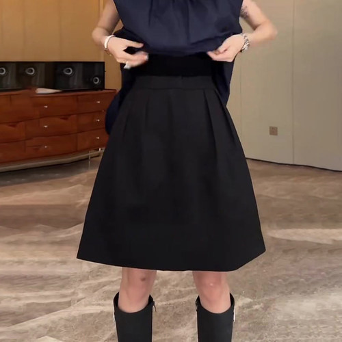 黑色西装花苞短裙女秋冬新款高腰显瘦显瘦遮肉设计师款a字半身裙