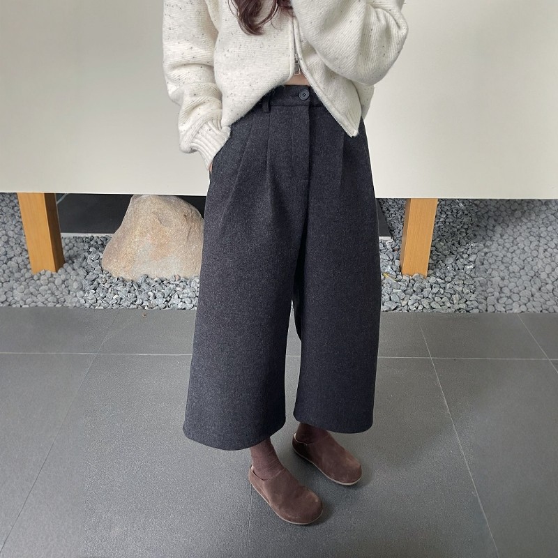 羊绒呢八分阔腿裤女加厚2025冬季新款时尚显瘦小个子百搭休闲裤,女装/女士精品,大码裤装,淘宝优惠券,粉丝福利购,淘宝优惠卷