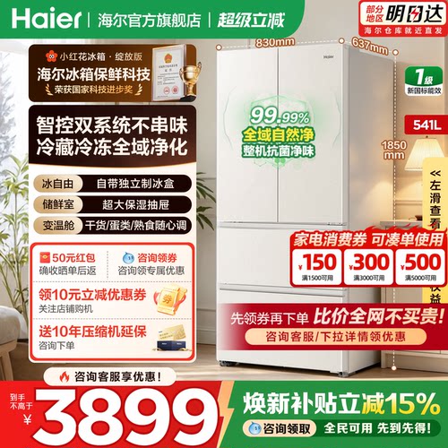 海尔小红花541升双系统法式四门