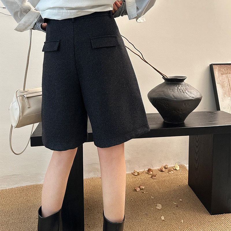 羊毛五分裤女款冬季新款高级显瘦直筒休闲毛呢短裤配靴子西装中裤,女装/女士精品,休闲裤,淘宝优惠券,粉丝福利购,淘宝优惠卷