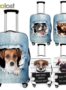 外贸牛仔破洞狗狗图案弹力箱套拉杆箱旅行保护罩防尘登机行李箱套