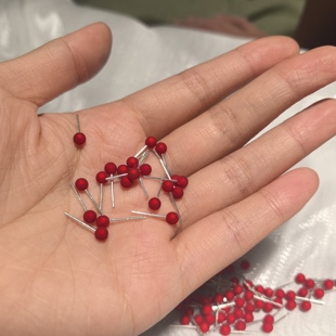 秋冬红色迷你小豆豆耳钉养耳洞防过敏过年耳饰简约小巧红豆耳棒女