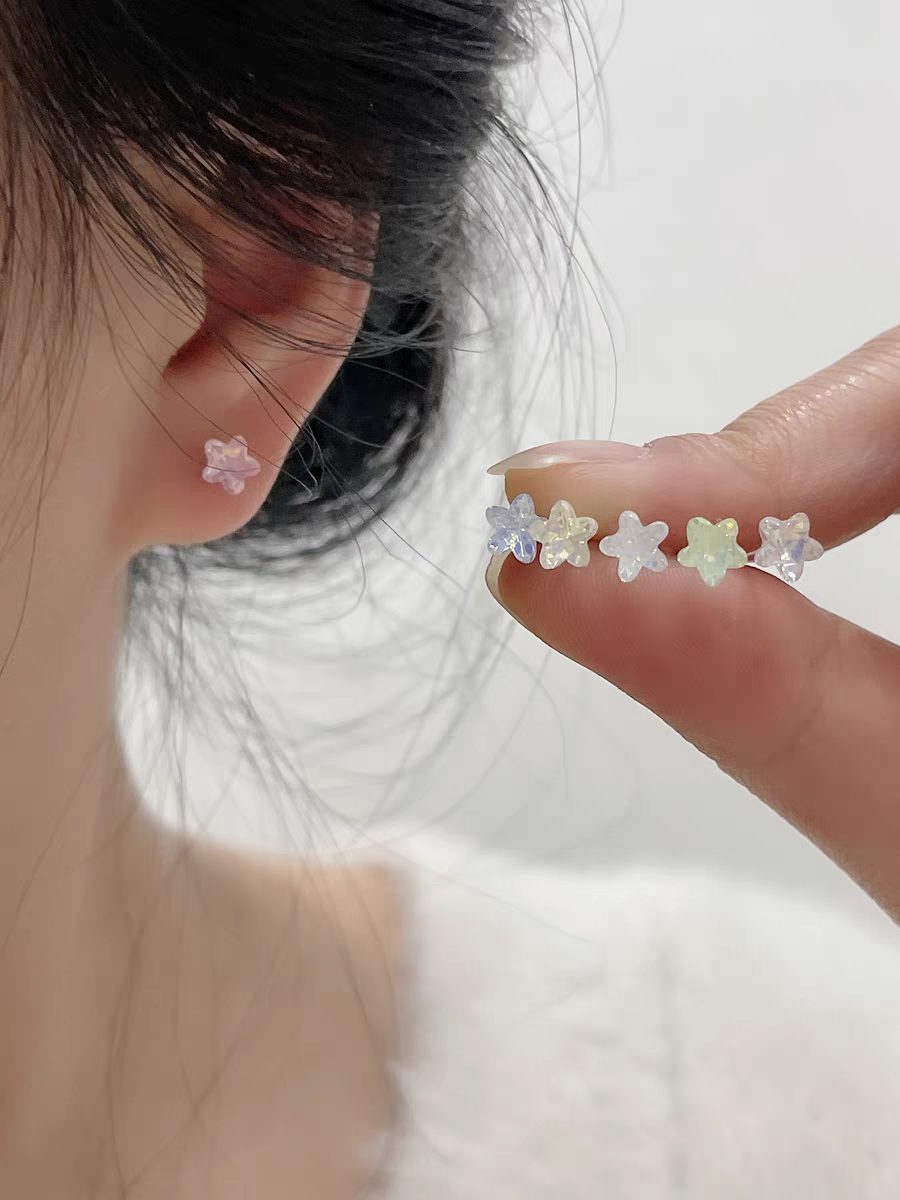 6对装~免摘隐形透明树脂材质耳钉养耳洞不易过敏防堵耳棒塑料耳饰