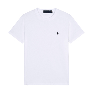 简约半袖 r系刺绣小标款 夏季 T恤男白色圆领宽松纯棉打底衫 体恤 短袖