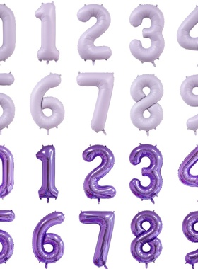 40寸仿美紫色数字铝膜气球 生日周岁装饰派对场景布置奶油紫数字