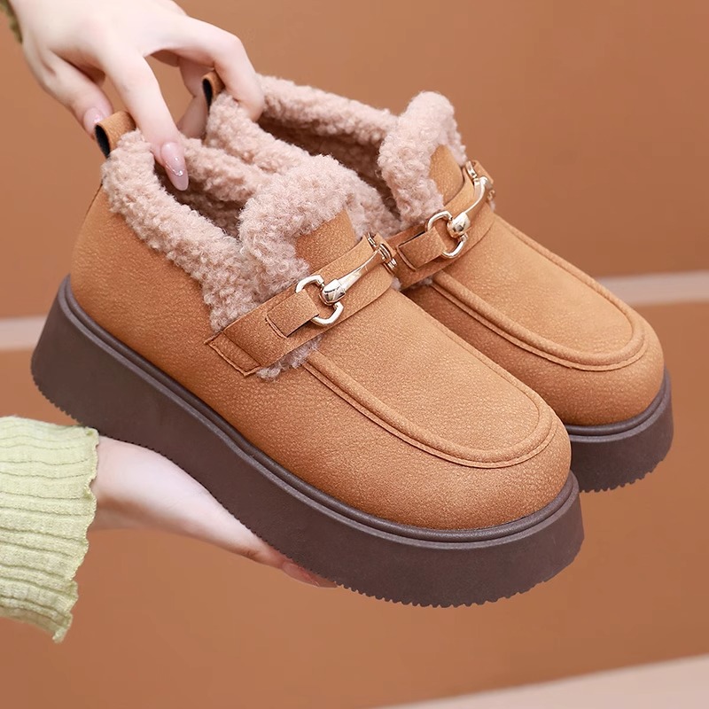 2025冬季厚底毛毛鞋加绒加厚保暖