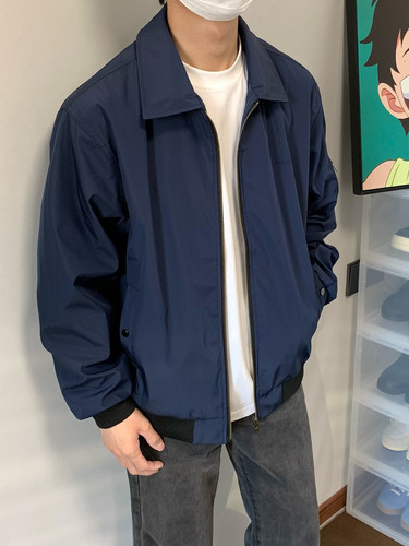 春季美式复古翻领cleanfit夹克男