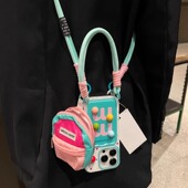 MM小书包适用三星s24fe手机壳s23ultra卡包a04女a05s韩a06可爱a13挂件a14 a16手链a24防摔a25保护套a35 a55