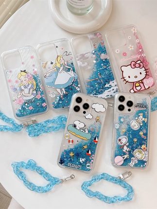 卡通爱丽丝公主适用三星s24ultra手机壳s23fe/s20+流沙note10新款a05日韩ins少女a12防摔a23/a31全包a54/a90