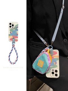 油画多巴胺小书包适用三星s23手机壳s22 a20女a04 s21fe挂绳note20ultra斜挎a73可背肩带a52s可爱a51挂脖a33