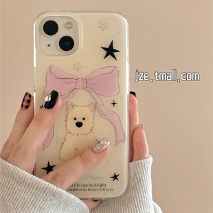 a16硅胶a23 a73防摔a12女款 a34小众a50小香风a52 新款 韩系蝴蝶结小狗适用三星s25ultra手机壳s24fe少女心s22